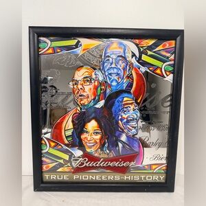 Budweiser True Pioneers in History 2007 Framed Mirror Sign